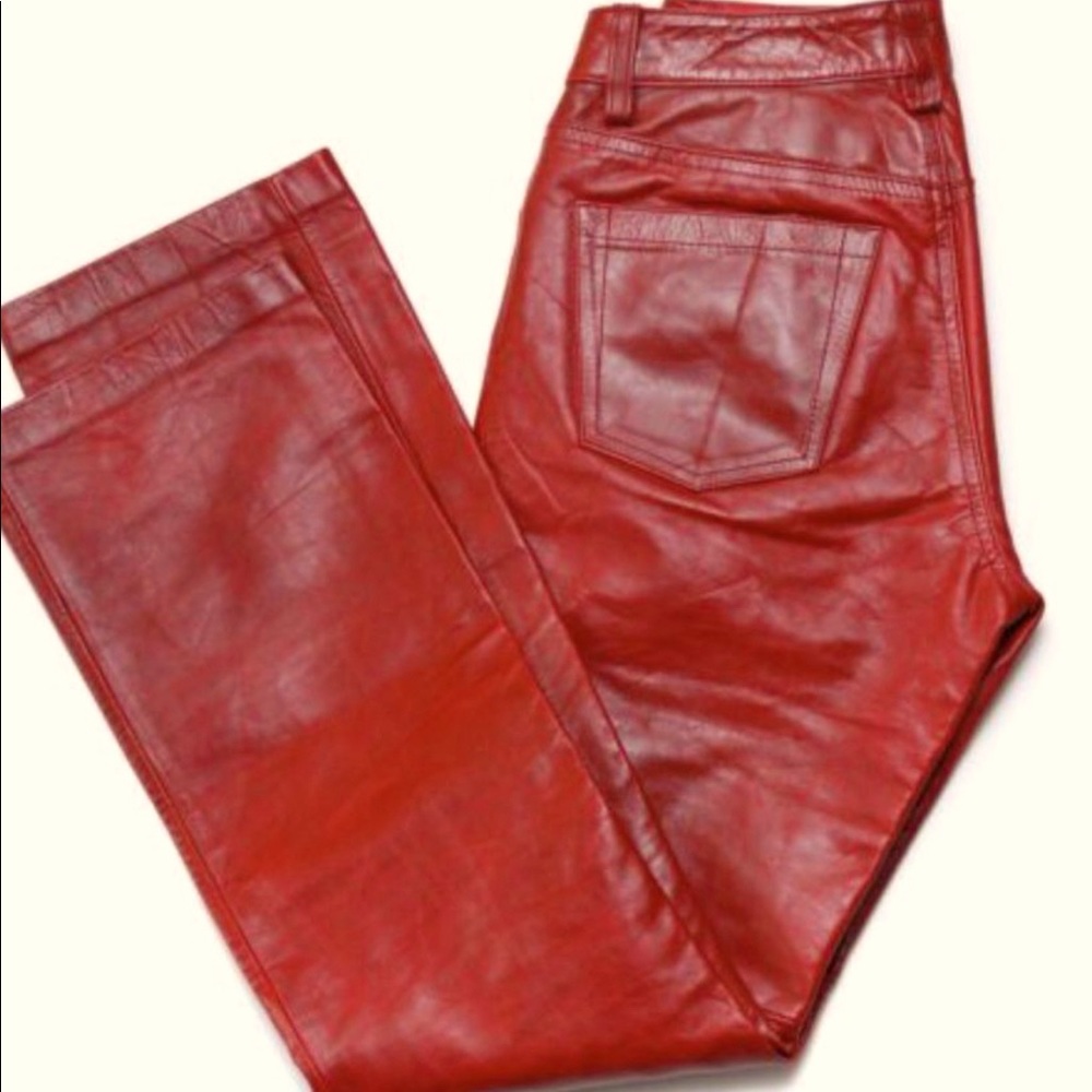 On Hold - Vintage Y2K Gap Red Leather Pants Boot Cut Size 4 Excellent Condition!
